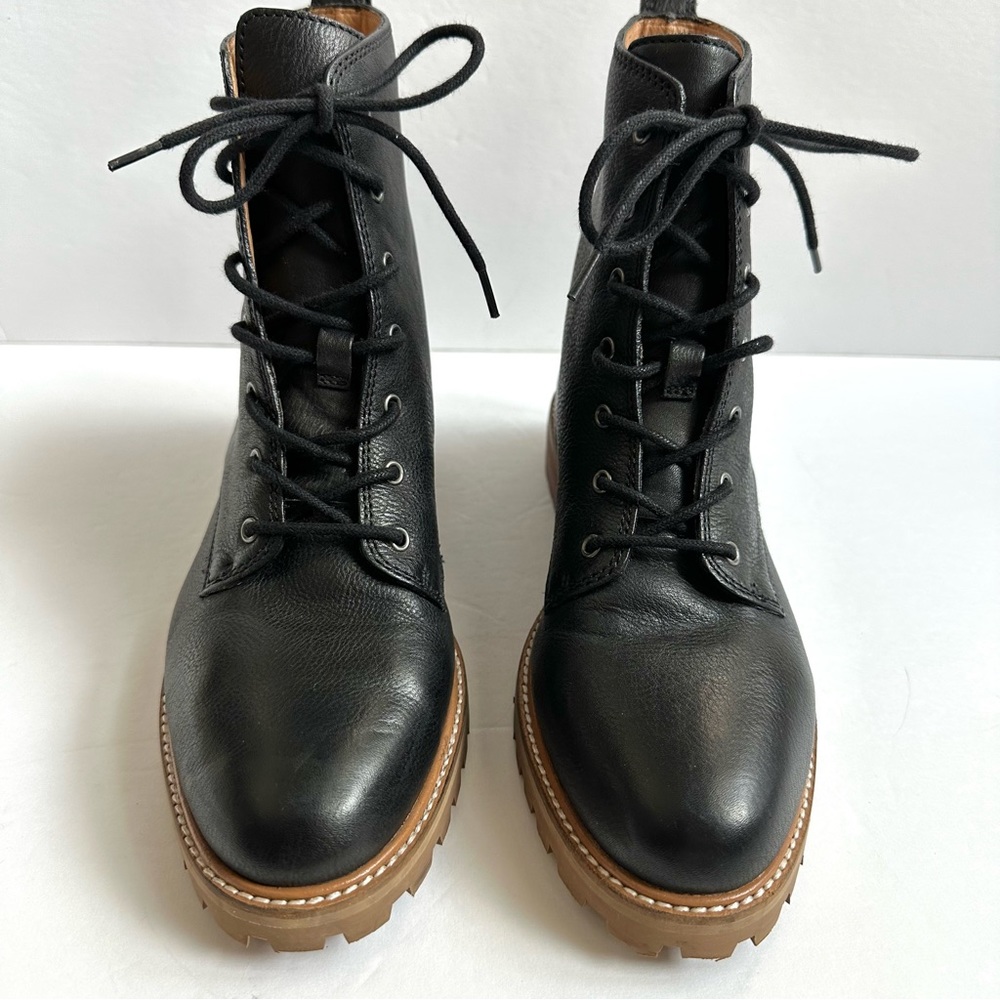 Madewell The Clair Lace-Up Boot in Black Leather size 8